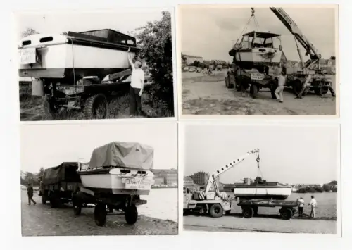 Foto DDR Boot Transport LKW Takraf Überführung Technik 8 Stück 