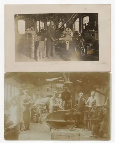 2 x Foto Ak Maschinenbau Werkstatt Schlosser Vintage