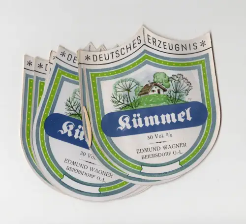 Etikett Kümmel Schnaps Spirituose Edmund Wagner Beiersdorf Oberlausitz