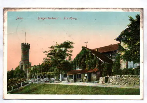 Ak Jena Kriegerdenkmal und Forsthaus 1913