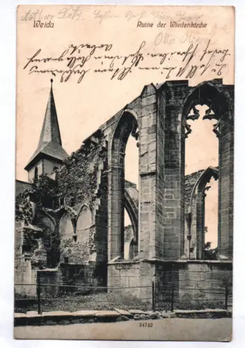 Ak Weida Ruine der Wiedenkirche 1911