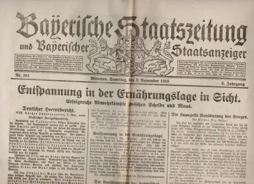 Bayerische Staatszeitung Entspannung der Ernährungsfrage in Sicht 1918