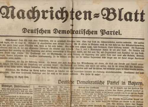 Nachrichten Blatt der Deutschen Demokratischen Partei 1919 