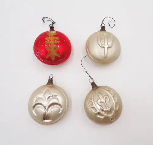 Alte Jul Kugel 4 Stück Weihnachtsschmuck Christbaumschmuck Jul Runen