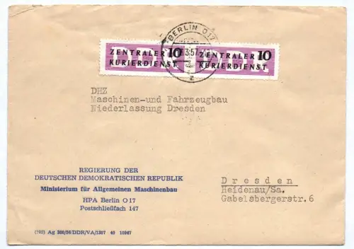 ZKD Brief 1957 Regierung DDR Ministerium für Allgemeinen Maschinenbau