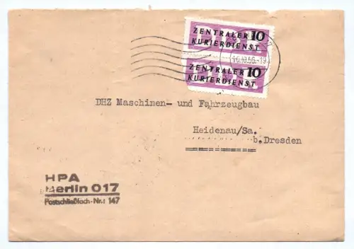 ZKD Brief 1956 HPA Berlin DHZ Maschinen und Fahrzeugbau