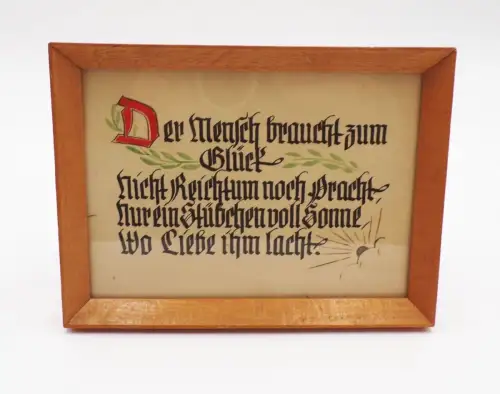 Altes Bild Mensch Glück Liebe handgeschriebenes Zitat Spruch