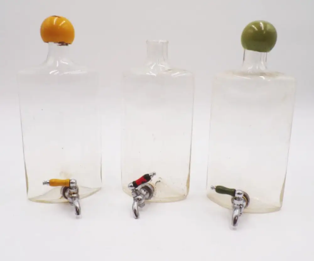 Alte Spender Haarwasser Frisör Barbier Glas 3 Stück Deko 0