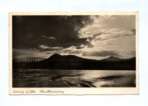 Ak Lobositz ander Elbe Abendstimmung Lovosice 1940 Böhmen