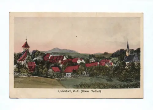 Künstler Ak Reichenbach OL Oberer Stadtteil