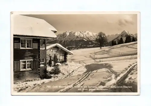 Foto Ak Cafe Wannenhaus am Schiweg Oberstdorf Schönblick Riezlern Nebelhorn 1937
