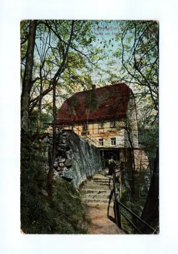 Künstler Ak 1912 Koppmühle Partie mit Treppe
