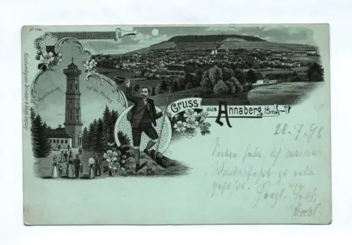 Litho Ak Gruss aus Annaberg in Sachsen 1898