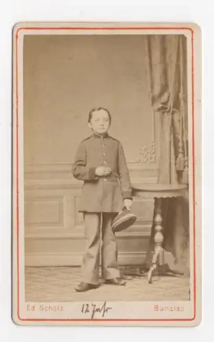 CdV Foto Knabe in Uniform um 1870 Scholz Bunzlau Schlesien