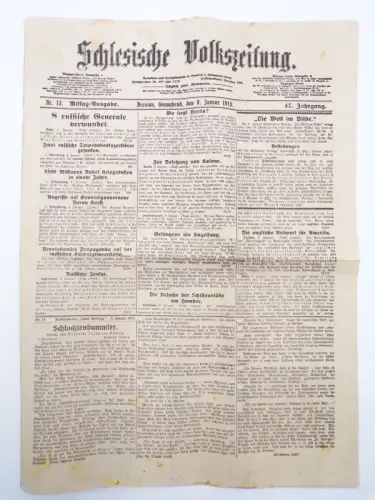 Schlesische Volkszeitung 1915 Nr 13 Schiffsunfälle am Humber Russische Generäle