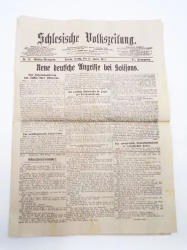 Schlesische Volkszeitung 1915 Nr 23 Neue deutsche Angriffe bei Soissons