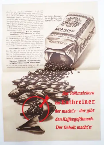 Altes Reklame Blatt Kathreiner Malzkaffee