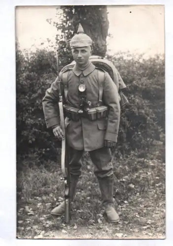 Foto Soldat Pickelhaube Karabiner Taschenlampe 1 Wk Leipzig Sachsen