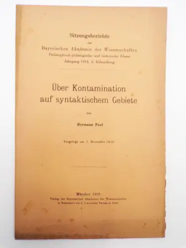 Über Kontamination auf syntaktischem Gebiete 1919 Hermann Paul