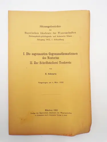 Die sogenannten Gegenanathematismen des Nestorius Zur Schriftstellerei Teodorets