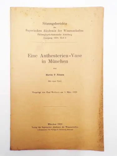 Eine Anthesterien Vase in München von Nilsson 1930 Bayerische Akademie