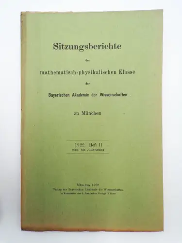 Sitzungsberichte der mathematisch physikalischen Klasse der Bayerischen Akademie