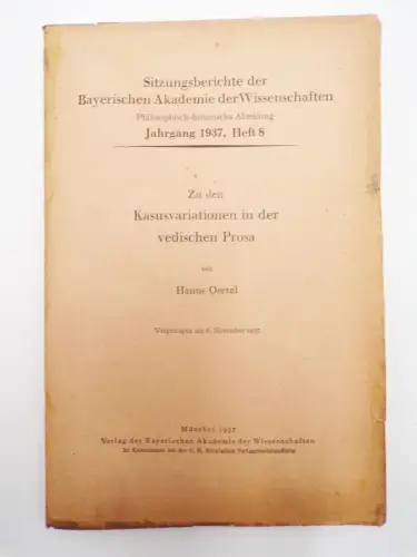 Zu den Kasusvariationen in der vedischen Prosa von Hanns Oertel 1937