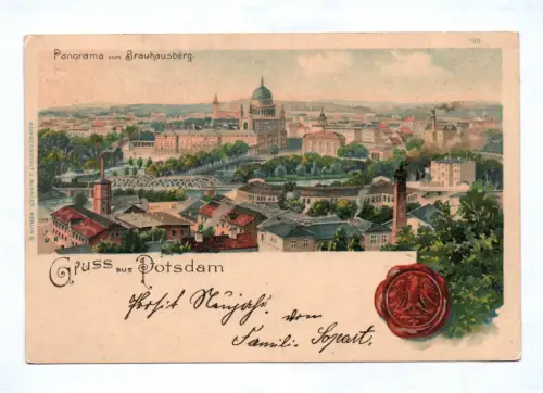 Litho Ak Gruss aus Potsdam Panorama vom Brauhausberg 1903