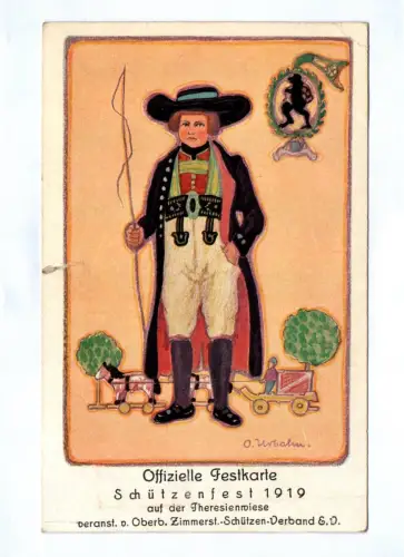 Künstler Ak Offizielle Festkarte Schützenfest 1919 auf der Theresienwiese