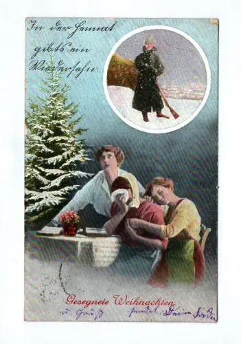Ak Gesegnete Weihnachten Feldpostkarte 1915 Familie trauert um Vater