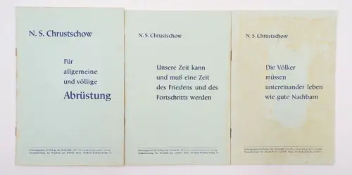 3 x Chrustschow Völker Friede Abrüstung 1959