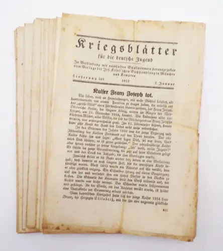 Kriegsblätter für die deutsche Jugend 101 bis 132 München Kempten 1917