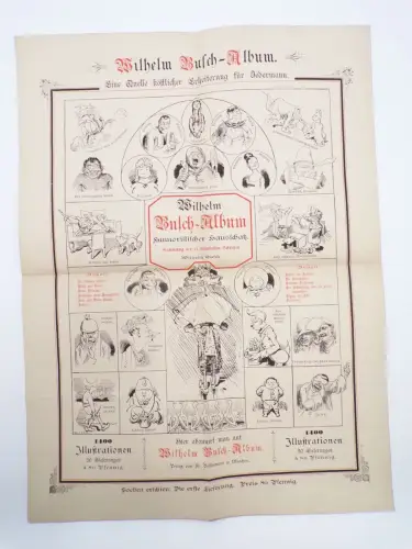 Reklame zum Wilhelm Busch Album Aushang Buchwerbung um 1910