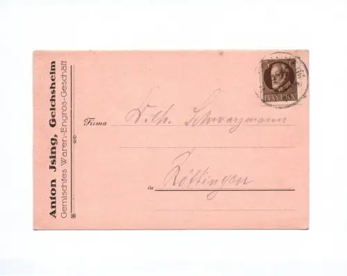 Brief Anton Ising Gelchsheim Gemischtes Waren Engros Geschäft Firmenbrief