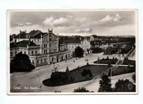Foto Ak Zittau in Sachsen 30er Jahre Der Bahnhof