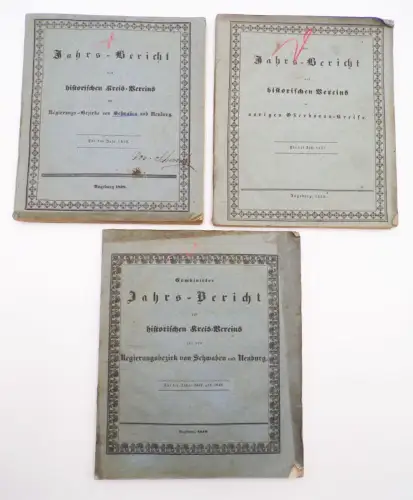 Jahresbericht historischer Verein Oberdonau Kreis Schwaben Neuburg 1837 1838