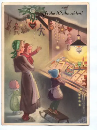 Ak Charlotte Baron RAA Weihnachtsmarkt Verkaufsstand Kinder 1957