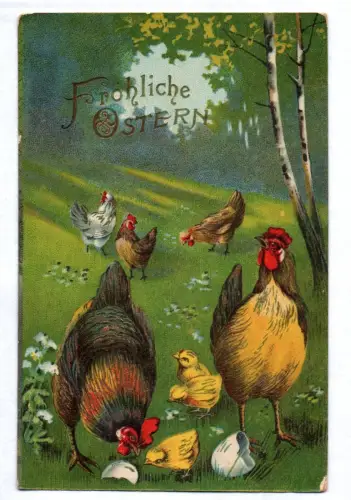 Ak Henne mit Küken Fröhliche Ostern 1915