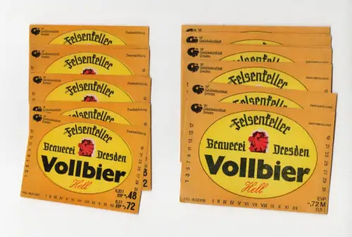 Bieretikett DDR Felsenkeller Brauerei Dresden Vollbier hell Reklame 