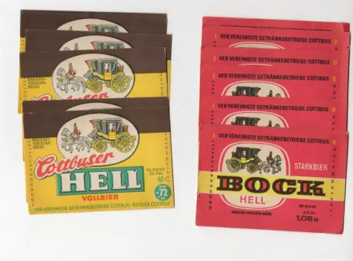 Bieretikett DDR Bock hell Cottbuser hell VEB Getränkebetriebe Cottbus