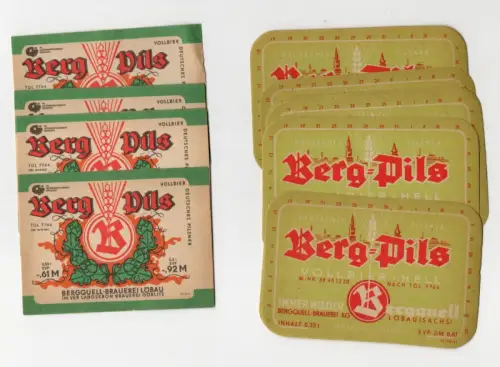 Bieretikett DDR Berg Pils Bergquell Brauerei Löbau 