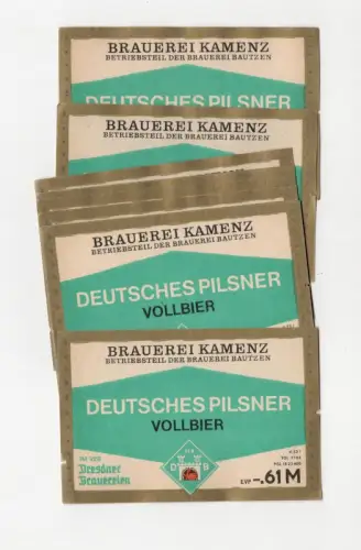 Bieretikett DDR Deutsches Pilsner Vollbier Brauerei Kamenz