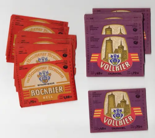 Bieretikett DDR Bautzner Brauerei Bockbier hell Vollbier dunkel Bautzen