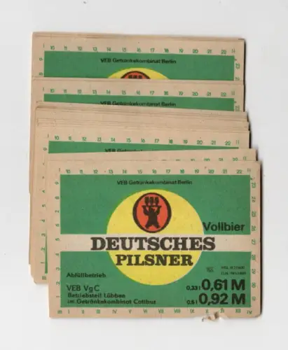 Bieretikett DDR Deutsches Pilsner Getränkekombinat Cottbus Vollbier