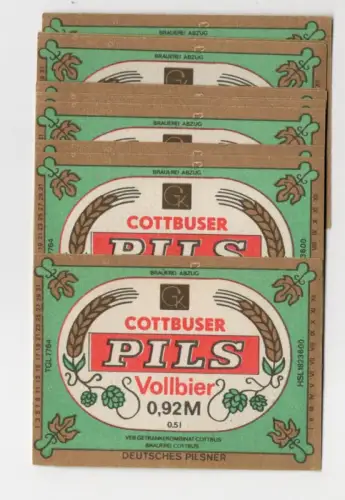 Bieretikett DDR Cottbuser Pils Vollbier Deutsches Pilsner Cottbus