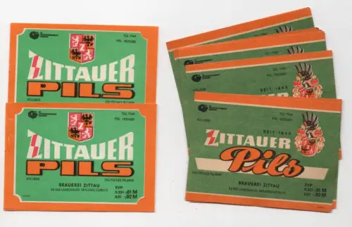Bieretikett DDR Zittauer Pils Brauerei Zittau