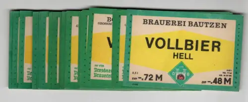 Bieretikett DDR Brauerei Bautzen Vollbier Hell 