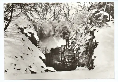 Foto Ak Felsschlucht bei Drahtzug 1982 Dampflok 99 5903-2 Eisenbahn Winter