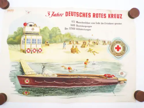 Altes Plakat 3 Jahres Deutsches Rotes Kreuz 1955 DDR Dewag Werbung DRK