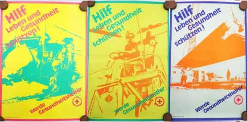 Plakat Deutsches Rotes Kreuz DDR Werde Gesundheitshelfer Reklame Design
